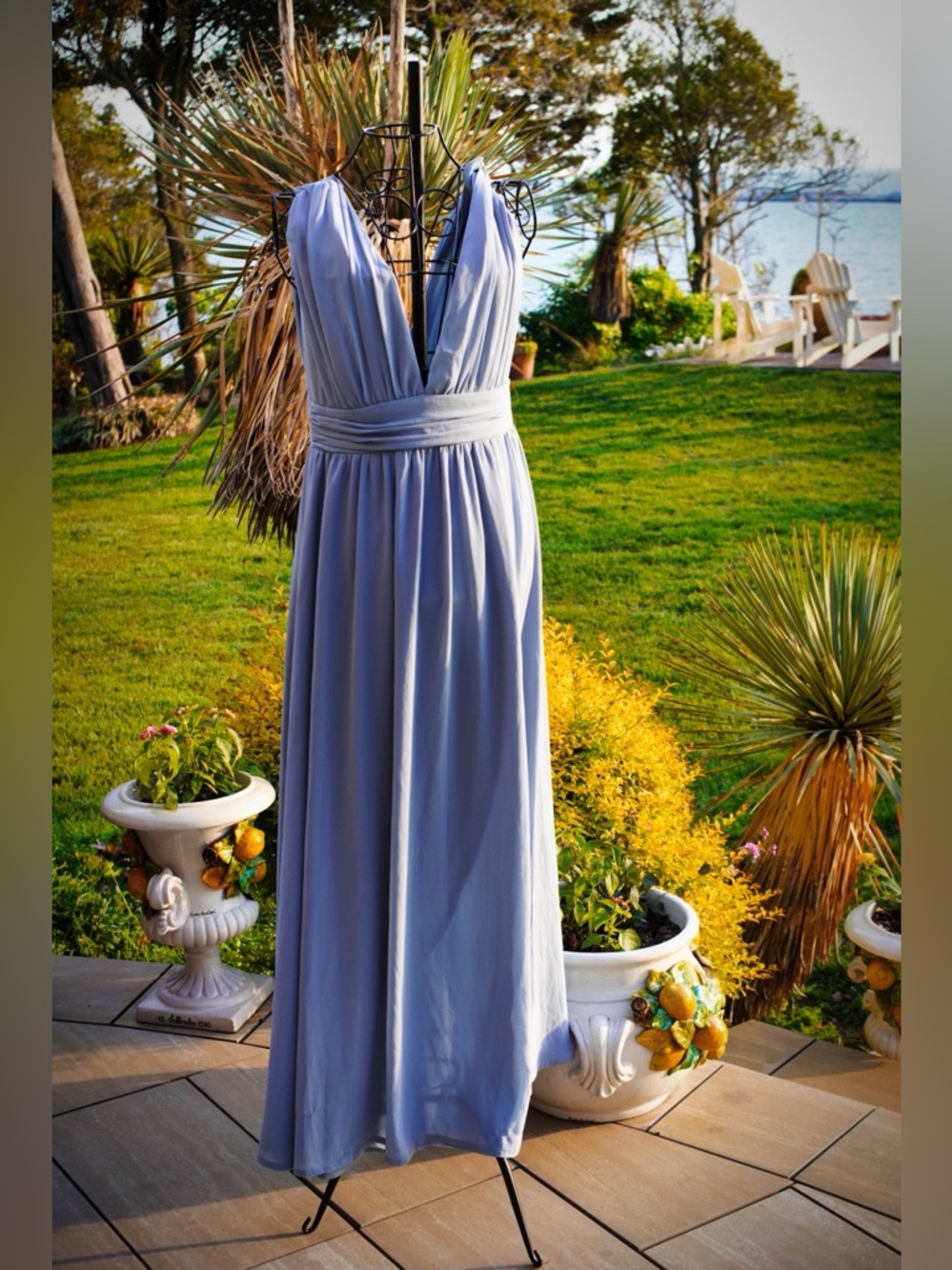Lulus Infinity Convertible Maxi Dress - Dusty Blue - Size Small - AS IS - Picture 3 of 6